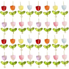 Logofun 200 PCS Tulip Flower Beads Glass Practelet Beads Colorful Clatectly Crystal Classy Lourdes for DIY Morn