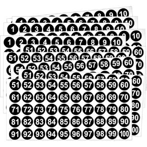 Ouligay 10 Sheets Small Number Stickers 1-100,Self Adhesive Consecutive Number Labels,Numbered Stickers,Waterproof for Office Kitchen Water Cup Marking, Classification(Black 1 Inch)