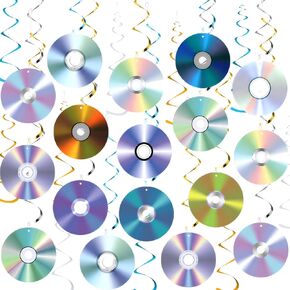 24pcs 90s حفلة معلقة Docking Decirts - Retro CD Music Music Sportings Formers for 1990s 2000s y2k decordations scensions ، 12 designs