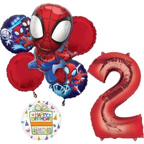 Spidey والأصدقاء 2nd عيد ميلاد لحفلات اللوازم 7pc زخارف باقة بالون احباط