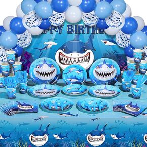 Yaomiao 165 PCS Shark Birthday Party Pack Pack Server