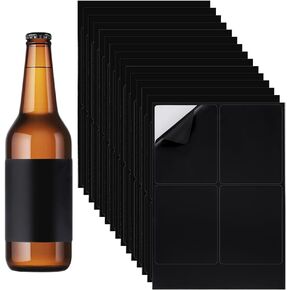 PH PandaHall 80pcs Blank Wine Labels for Bottles, 4.8x3.9 inch PVC Black Wine Bottle Labels Stickers Printable Sticker Papers for Wine Wedding Engagement Anniversary Cocktail Party DIY Supply