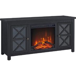 Henn&Hart Rectangular TV Stand with Crystal Fireplace for TV's up to 55" in White/Gray Oak, Electric Fireplace TV Stands for the Living Room