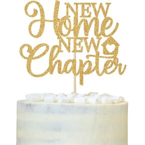 New Home New Chapter Cake Topper, for Our First Home, Welcome to Our Home, We Said Yes to the Address Party, House Warming Family Reunion Party Decorations Supplies Gift Gold Glitter