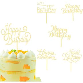 كعكة عيد ميلاد الذهب توبيبر ، 6pcs كعكة أكريليك توبيبر من كعكة عيد الميلاد توبر للأطفال أو البالغين ديكورات حفلة عيد ميلاد