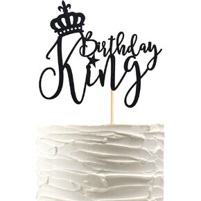King Birthday Cake Topper ، Boy Prince 1st 2nd 3rd 10th 13th 18th 21th 30th 30th Cake Birthday Topper/Gender Gender Decorations - Black Glitter