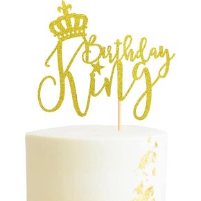 King Birthday Cake Topper, Boy Prince 1st 2nd 3rd 10th 13th 18th 21st 30th 40th 50th Birthday Cake Topper/Gender Reveal Party Decorations - Black Glitter in Saudi Arabia