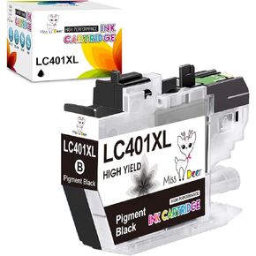 Miss Deer LC401XLBK LC401XL Black Ink Cartridge High Yield Compatible Replacement Ink for Brother LC401XL LC401 XL, Work with Brother MFC-J1010DW MFC-J1012DW MFC-J1170DW,1 Black