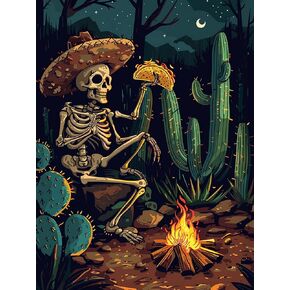 Kaliosy 5d الماس مجموعات فنون للبالغين الهيكل العظمي البري من قبل أدوات العدد ، لوحة الماس Art Cactus DIY كاملة الحفر الكريستالية كروس كروس التضييق (12x16 بوصة) 30x40 سم