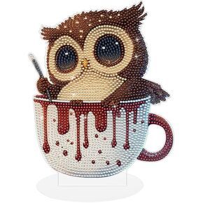 erntrnl diy tabletop diamond art kit - مجموعات فن الماس للبالغين مجموعات فن الماس الخاصة ، و Owl Owl Art Art Up double -side