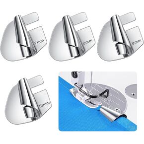 Draupnir 4PCS Universal Sewing Rolled Hemmer Foot,Sewing Products Supplies,Rolled Hem Hammer Foot for Sewing Machine,Rolled Seam Presser Foot,Rolls Hemming Attachement,Sewing Accessories & Tools