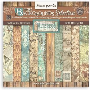 Stamperia Alterego Backgrounds Double-Sided Paper Pad 12"X12" 10/Pkg