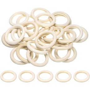 UXCELL 25 PCS 90MM /3.5in بوصة حلقة خشبية طبيعية ، دائرة حلقات خشبية صغيرة ، موصلات قلادة خشبية صلبة غير مكتملة لحرف DIY ، MACRAME ، قلادة الحلقة وصنع المجوهرات