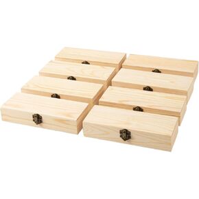 8 PCS صندوق عرض خشبي غير مكتمل مع غطاء زجاجي من الزجاج ، 8.2x2.6x1.6in منظم تذكار خشب صغير ، صناديق خشبية حرفية DIY لهدايا المجوهرات والديكور المنزلي
