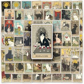 78 PCS Tarot Stickers Myth Magic Astrology Divination Decals for Laptop,Water Bottle,Hydroflask,Skateboard Phone Aesthetic Future Love Fortune Waterproof Vinyl Sticker Decal for Teens Adults Girls