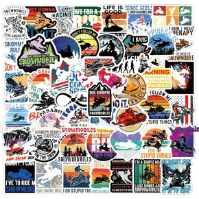 55Pcs Snowmobile Stickers Graffiti Aesthetics Waterproof Vinyl for Kids Girls Boys Teens Adults for Water Bottles Laptop Suitcase for Birthday Party Supplies Halloween Decoration Favors