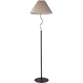 KUNJOULAM Modern Pleated Floor Lamp, Black Pole Floor Lamps, Simple Design Tall Lamp with Adjustable Beige Lampshade, Standing Lamp for Living Room, Bedroom, Office, Home (Without Bulb)