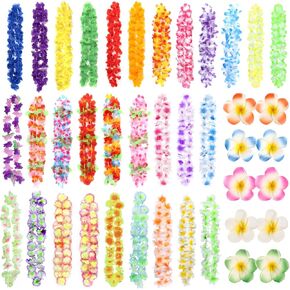 Gwhole Hawaiian Luau Party Decorations Hawaiian Aloha تحت عنوان الحزب يفضل زهرة قلادات Leis Supplies لحفلة عيد ميلاد Luau 50pcs (40 ٪)
