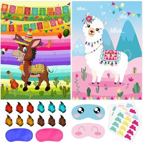 NEBURORA Pin The Tail on The Donkey Bundles Pin The Tail on The Llama for Mexican Party Decoration