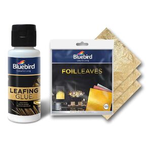 Bluebird Gold Leaf لاصق 3.4 FL. أوز. / 100 مل ، أوراق أوراق الذهب للفن - 50 حزمة