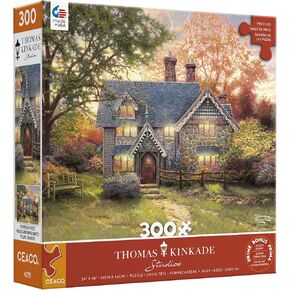 CEACO - لغز Jigsaw كبير - Thomas Kinkade - Gingerbread Cottage - نشاط الاسترخاء والمرح للبالغين