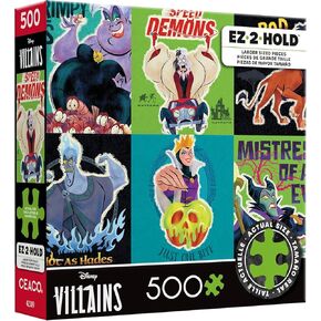 Ceaco - Disney - Villains - Poster Collage - 500 قطعة بانورامزو - قطع كبيرة الحجم - سهلة الاحتفاظ بها - EZ Hold