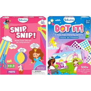 Skillmatics Snip ، Snip & Dot It Unicorn & Princesses Backdle ، هدايا للأطفال الصغار ، الفتيات والفتيان الذين تتراوح أعمارهم بين 3 ، 4 ، 5 ، 6 ، 7