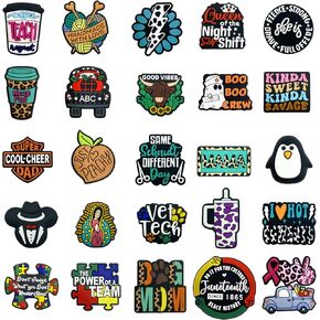 Silicone Focal Beads Bulk 30 Designs Dog Mom Teach ABC Mom Autism Beads for Pens Silicone Focal Beads for Keychain Making Bracelet (30pcs of 30 Designs)