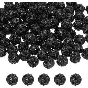 Meccanixity 100pcs 6 مم حبات الراين لصنع المجوهرات ، Bling Disco Bead Sparkle Diamond Clay Bead for Necklace Bracelet ، Black
