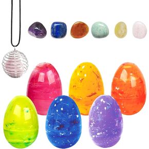 6PCS Easter Eggs with Crystal Gem Stones for Easter Theme Party Favors, Supplies for Easter Egg Hunt, Basket Stuffers/Fillers, Classroom Prize Supplies Toddler Boys Girls