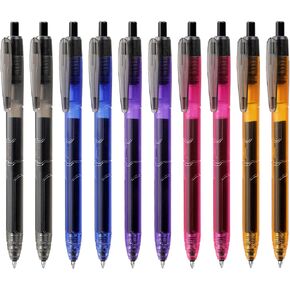 WRITECH Gel Pens Fine Point: 0.5mm Retractable Black Ink Pen 10ct Quick Dry No Smear Smooth Writing Ultra Long-lasting Ink for Journaling Mecha Up-Gel
