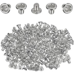 Harfington 100pcs Gromsets Sheelets 2mm 1/9 Inch Brass Sheelets Kit for Fabric Stain Tarps Leather Belt Leate Bag Diy ، Silver