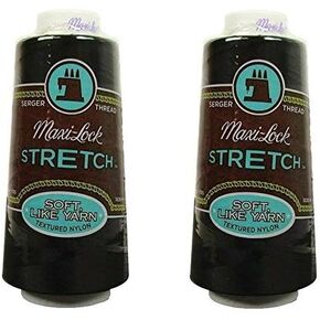 American & Efird A & E Maxi Lock Stretch Thread 2000yd Black (2 Pack)