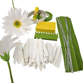 DIY Crepe Pape Flower Making Kit Yellow & Beige Daisy Bouquet 12 PCS Decor Decor