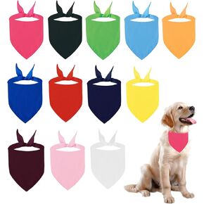 Brt Bearingshui Triangle Dog Bandana 12 حزمة ، وشاح منديل الكلب الفارغ ، Pet Pet Pet Bandana (75 × 52 × 52 سم ، اللون الأساسي)