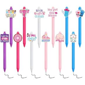 12 Pcs Labor and Delivery Nurse Pens Funny Nursing Ink Ballpoint Pens Retractable Cartoon Cute NICU Obstetrics Nurse Gifts for RN Medical Assistant Doctors, 0.5 mm