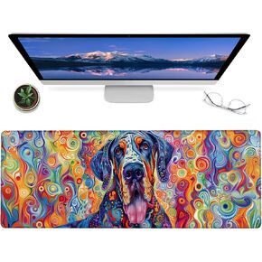 Great Dane Gaming Mouse Pad,12x31.5in Non-Slip Rubber Cute Dog Desk Mat,Large Extended Colorful Puppy Portrait Mousepad for Office Home Laptop,Mice Pads Gifts,Game Lover Deskmat Decor