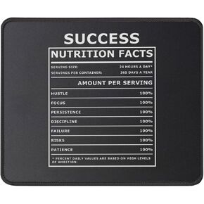 Success Nutritional Facts Inspirational Mouse Pad - Motivational Entrepreneur Quotes Mouse Mat 9.5 Inch - Birthday Gifts for Coworkers, Friends