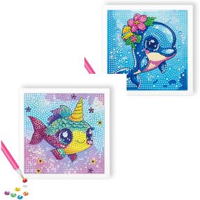 Reofrey Diamond Art Kits for Kids with Frame, DIY Diamond Painting Kits, Arts Crafts Gift for Girls & Boys Ages 4,5,6,7,8,9,10,11,12, Creative Educational Toy for Beginners (7x7 Inch)