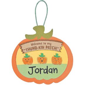 Fun Express Thumbprint Pumpkin Patch Kit - Makes 12 - DIY Halloween Crafts for Kids