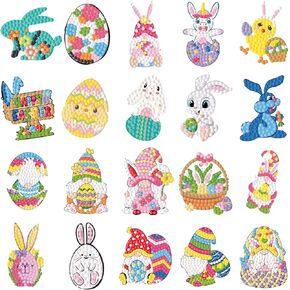 5D Diy Diamond Art Painting Stickers Kits for Kids ، ملصقات فسيفساء الماس من أرقام أرقام مجموعات مصممة للأطفال ، الأولاد والبنات ، هدية مركبة مصنوعة يدويًا (Easter-3)