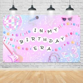 Aperturee في Banner Era Banner 70.8 "x43.3" زينة عيد ميلاد الموسيقى الخلفية Glitter Disco Balls Superstar Banner Singer Party Bachelorette Decor