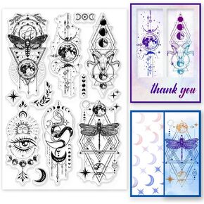Globleland Witchcraft Clear Stamps للبطاقات التي تصنع عرافة Crescent Magic Silicone Clear Stamp Seals طوابع شفافة لـ DIY Scrapbooking Photo Abrum Journal Home Decoration