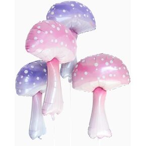 23 * 35inch Pink Mushroom Balloons Purple Mushroom Balloons Iridescent Magic Mushroom Balloons for Birthday Party Decoration Ideal for Birthday/Carnival/Special Events 4pcs