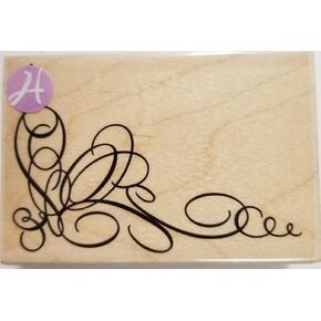 Hampton Art Red Rubber Wood Stamp PSO922 - Flourish Corner Scroll