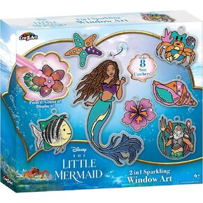 Disney The Little Mermaid 2-in 1 Window Window Kit تصنع 8 أصحاب أشعة الشمس وملصقات النوافذ ، تتراوح أعمارهم بين 6 وما فوق