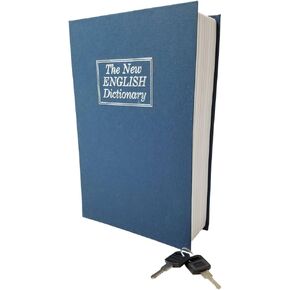 Book Book Box Box Dictionary Lock Box مع إغلاق مفتاح - كتاب محمول آمن - تخزين الأموال والمجوهرات والمستندات الأخرى (10.5 "× 8.00" × 2.75 ") ، البحرية)