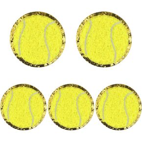 5pcs Tennis Ball Iron On Patches, 2.27 Inch Tennis Patches Yellow Tennis Plush Sewing Patches Tennis Applique Sports Sew On Patches for DIY Decoration Clothes Jackets Jeans Hats Backpacks