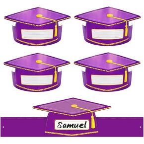 24pcs قبعات تخرج الورق للأطفال قبعة التخرج من مرحلة ما قبل المدرسة ، ولي الأطفال ، ولي العهد الأرجواني ، القبعة ، القبعة ، القبعة الخريجة للأطفال مع 24 سلسلة مرنة لحفل الدراسات العليا