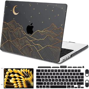 متوافق مع Macbook Pro 14 Inge Case 2025 2024-2021 M4 M3 M2 M1 Pro/Max A3112 A3185 A3401 A2918 A2992 A2779 A2442 ، غطاء شاشة الصلصة الصلبة+لوحة مفاتيح بلاستيكية ، غلاف مفاتيح ، Line Mountain Abstract